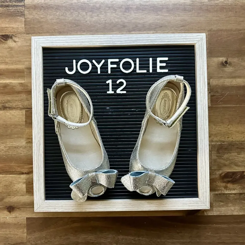 Joyfolie Gold Metallic Lyra Mary Jane Bow Dress Shoes Flats Headband Preppy 12